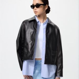 NWT Uniqlo Coated Short Jacket | Faux Leather